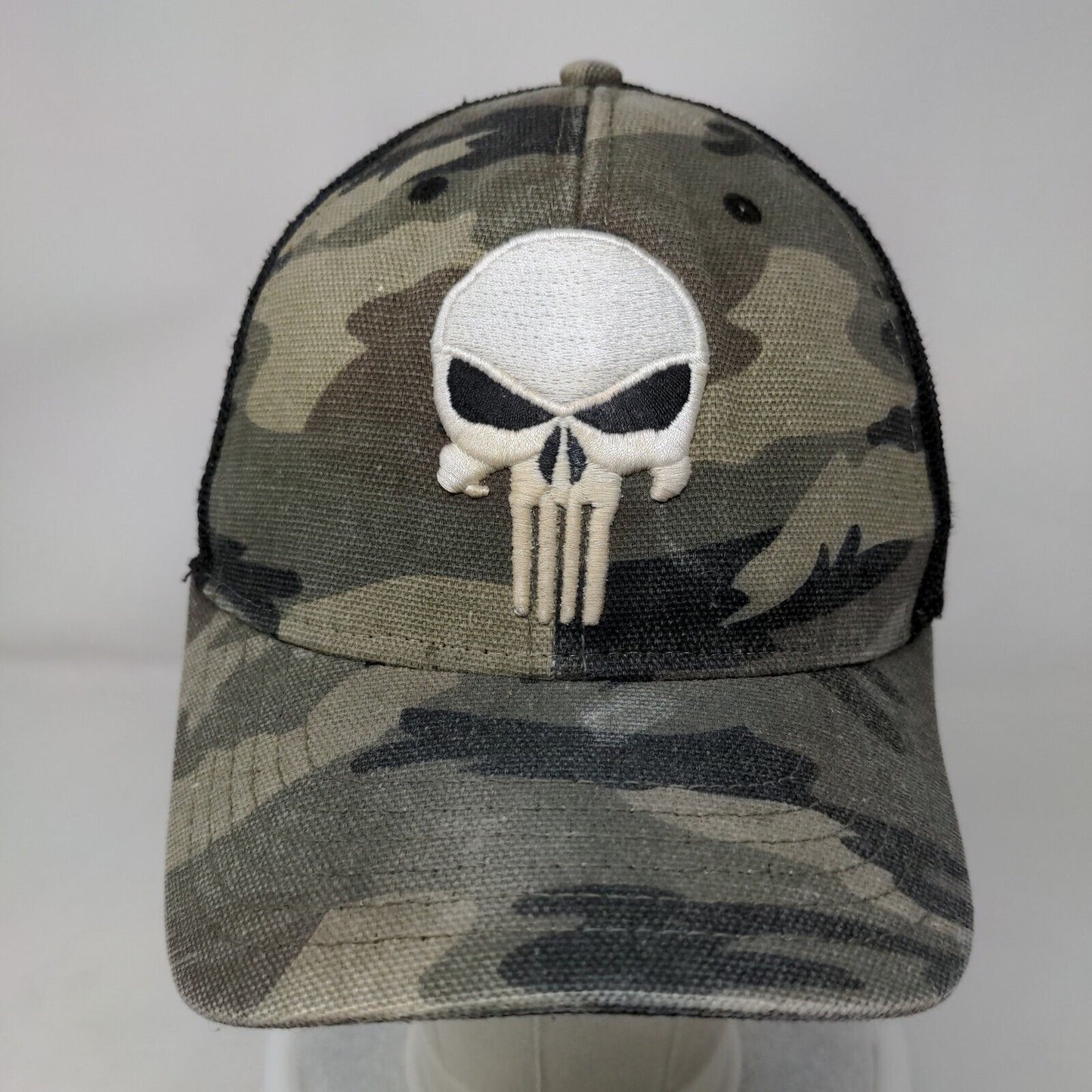 Punisher Snapback Trucker Hat Camouflage OFSM Embroidered Mesh Back Marvel