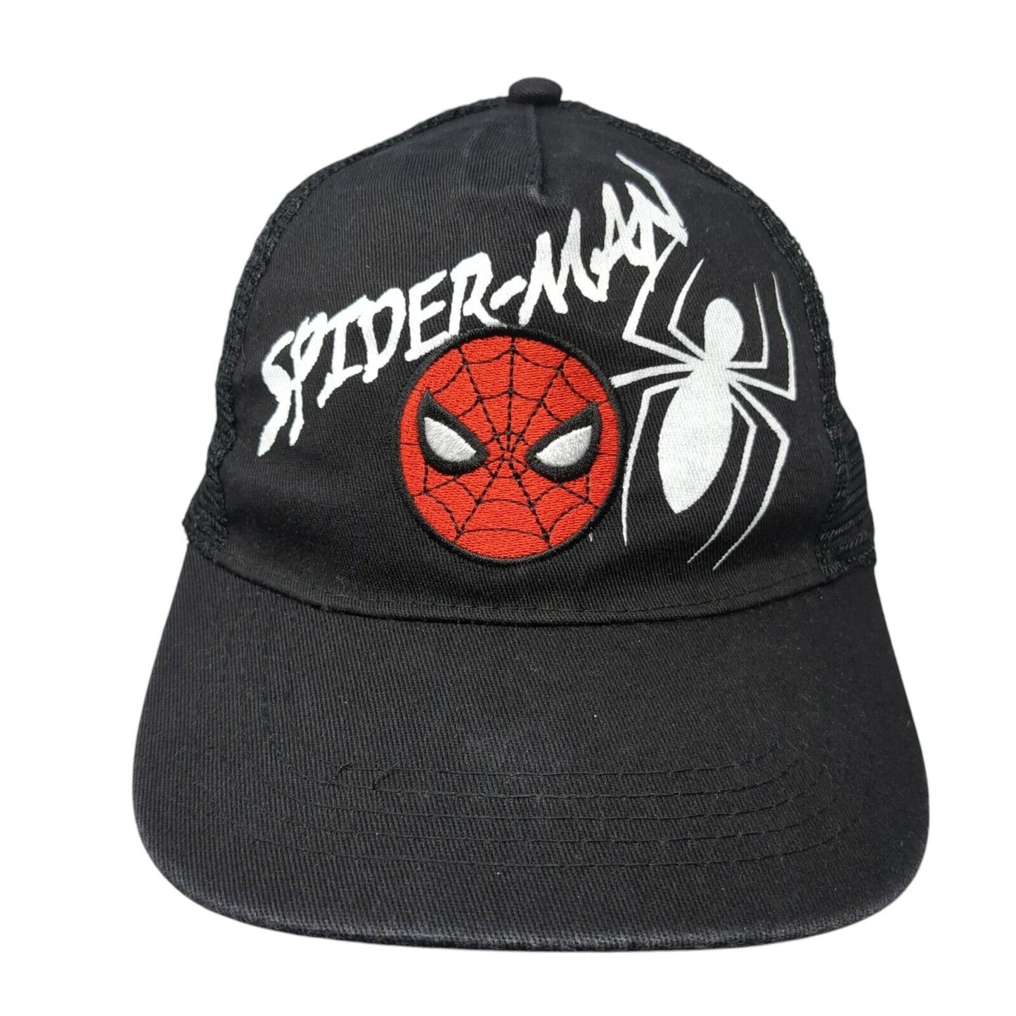 Spider-Man Snapback Trucker Hat Black OS Adjustable Embroidered Mesh Back Marvel