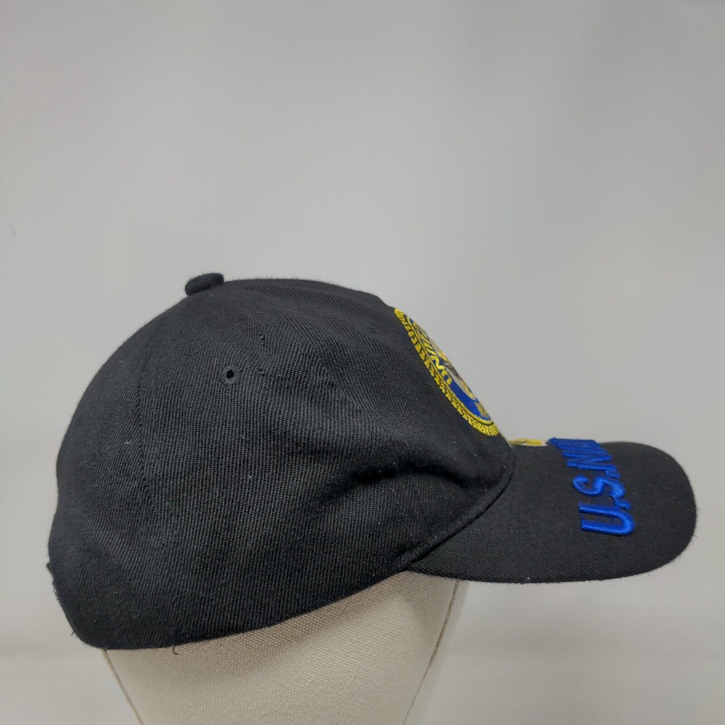 United States Navy Strapback Hat Black Adjustable Embroidered Logo 6 Panel