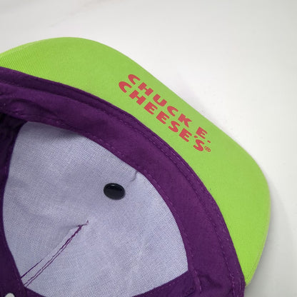 Chuck E. Cheese Boys 5 Panel Purple Hat Green Snapback Rubber Mascot Logo