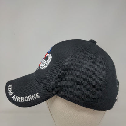 82nd Airborne Strapback Hat Black OSFA Adjustable Embroidered Golden Lion