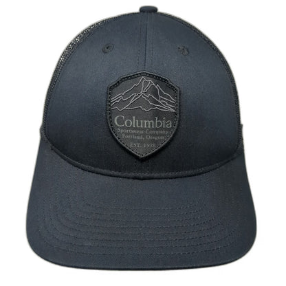 Columbia Baseball Cap Black One Size Snapback Mesh Mountain Shield Patch Hat