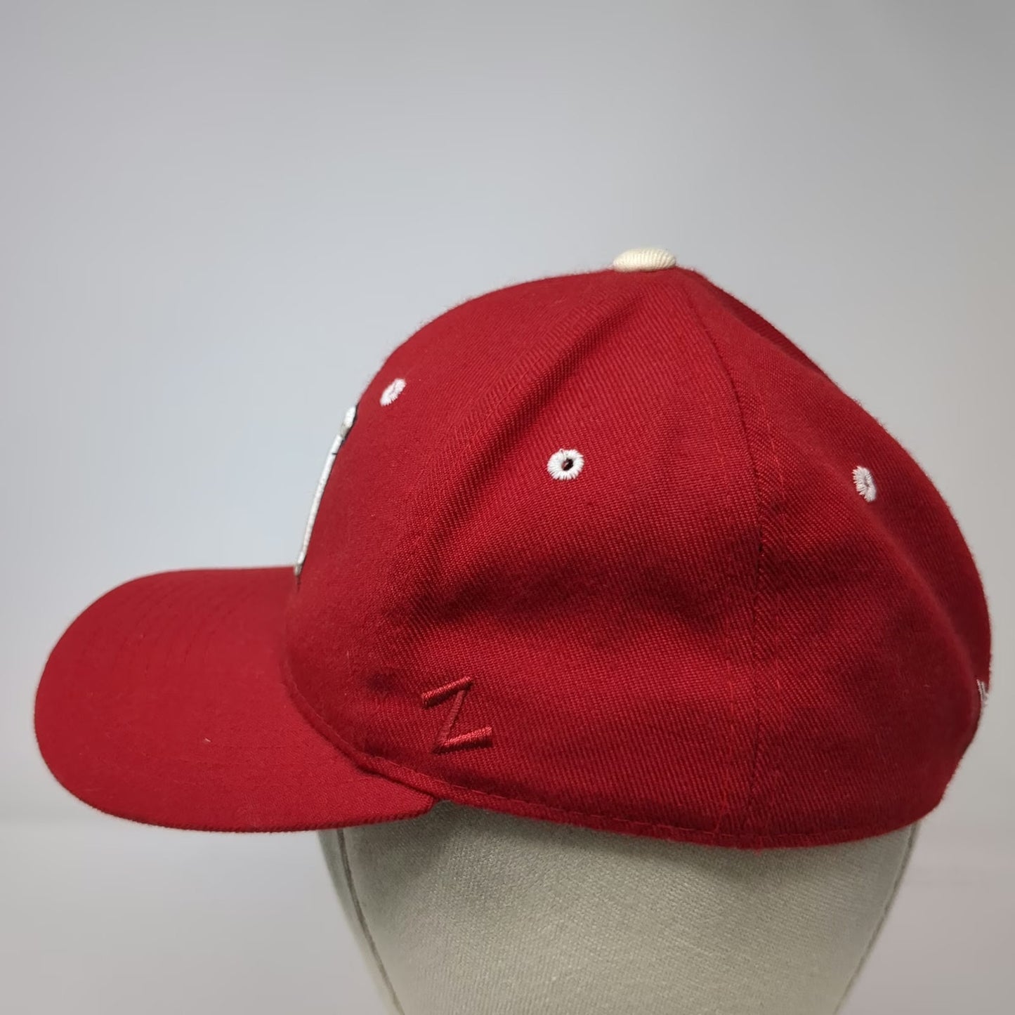 Zephyr Nebraska Huskers NCAA Red 6 7/8 Fitted Cap Wool Blend N Logo Mascot Hat