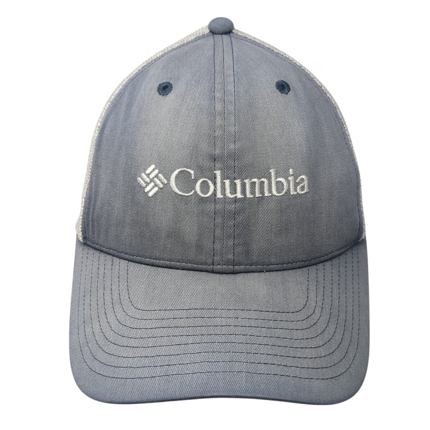 Columbia Logo Snapback Trucker Hat Blue One Size Mesh Back Colorblock