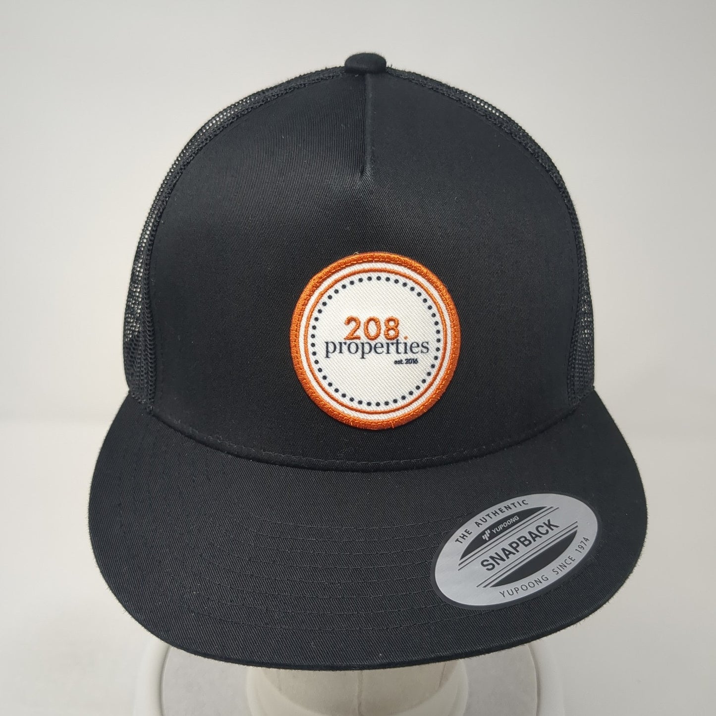 208 Properties Snapback Trucker Hat Black OS Adjustable Mesh Back Sport-Tek