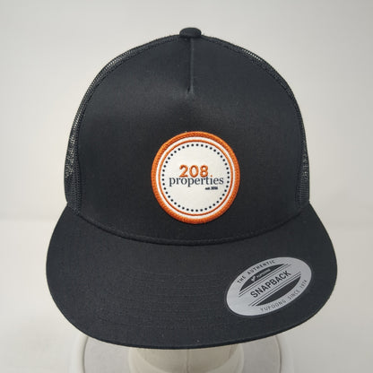 208 Properties Snapback Trucker Hat Black OS Adjustable Mesh Back Sport-Tek