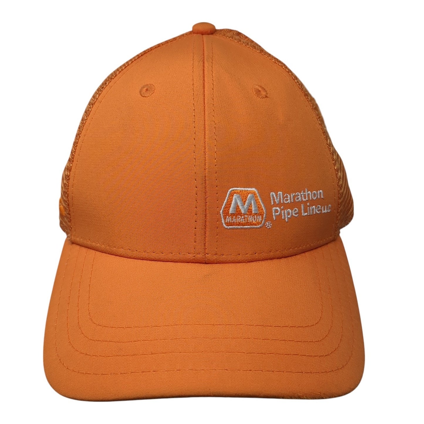 Marathon Pipe Line Snapback trucker Hat Orange OS Adjustable Mesh Back Pukka