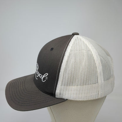Yupoong Trucker Hat Gray White One Size Crown Royal Embroidered Mesh Snapback