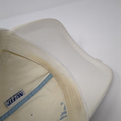 American Eagle Fitted Hat White Cream S/M NU-Fit Embroidered Distressed 6 Panel