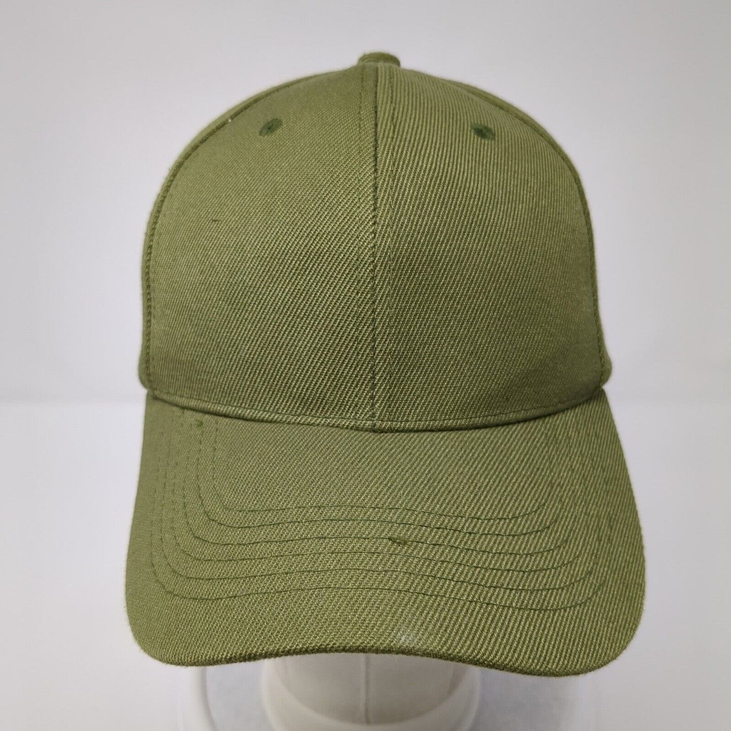 Unbranded Strapback Hat Green One Size Adjustable Vented Holes 6 Panel Blank