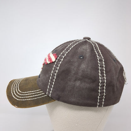 Americana Slideback Hat Brown One Size Adjustable Patriotic Distressed KB ETHOS