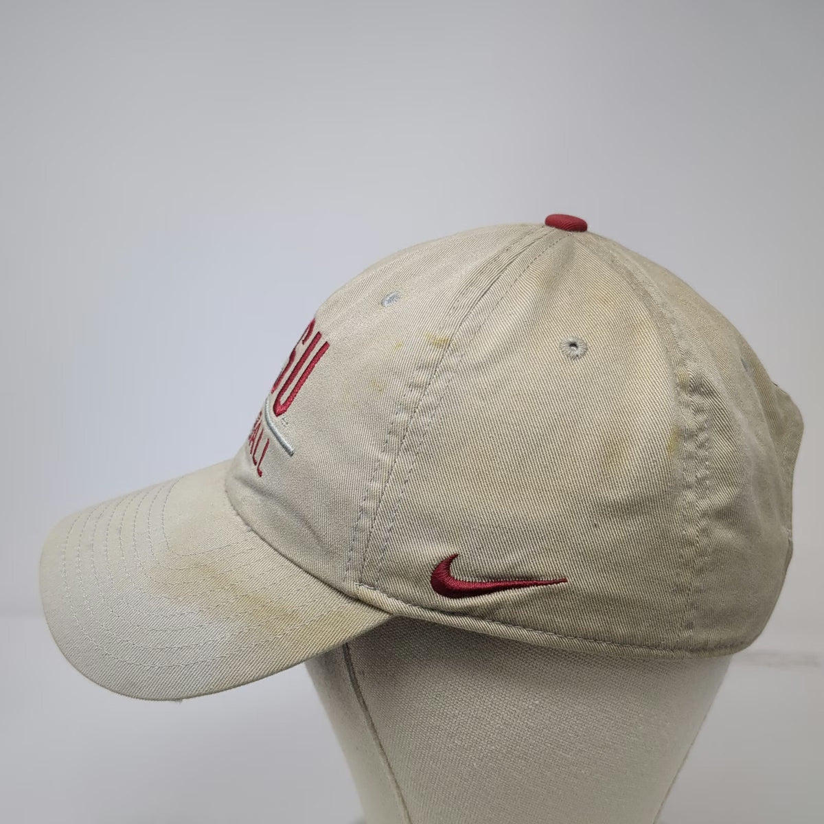 Nike Washington State Cougars NCAA Football Baseball Cap Beige One Size Hat Red