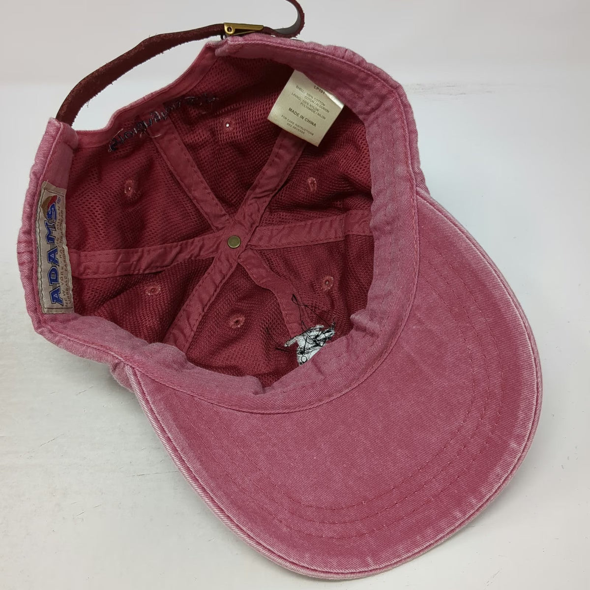 Adams Baseball Cap Red One Size Leather Strapback Dog Watch Cafe Stonington CT