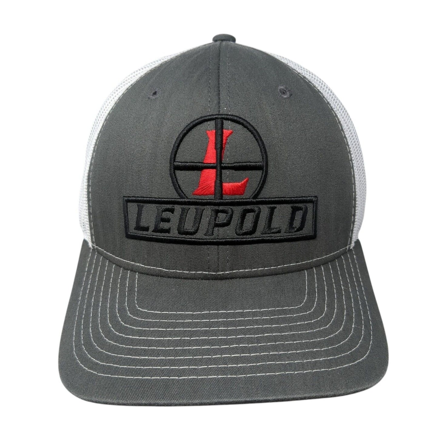 Leupold Snapback Trucker Hat Gray One Size Adjustable Embroidered Mesh Back