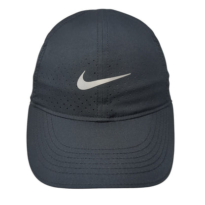 Nike Swoosh Strapback Hat Black One Size Adjustable Laser Cut Dri-Fit
