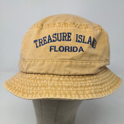 Unbranded Women's Bucket Hat Tan Embroidered Treasure Island Florida Logo