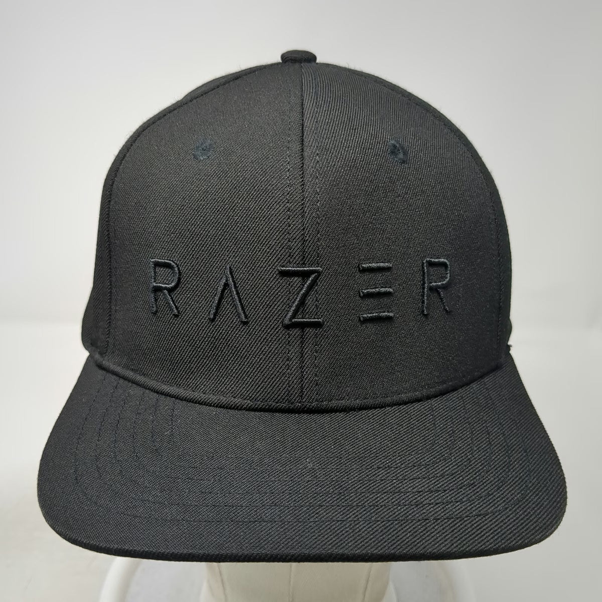 Razer Snapback Black One Size Hat Tonal Logo Gaming Flat Brim For Gamers Snake
