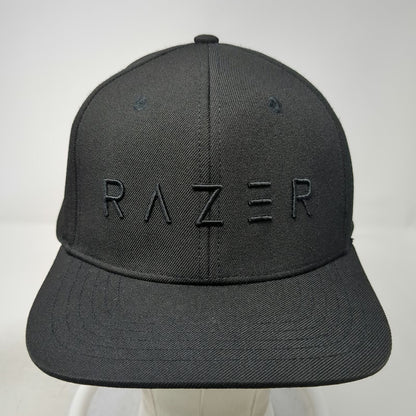 Razer Snapback Black One Size Hat Tonal Logo Gaming Flat Brim For Gamers Snake
