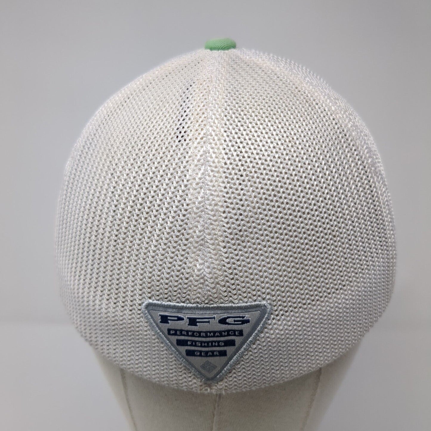 Columbia Fish Flag Fitted Trucker Hat Green S/M Lightweight Mesh Back 6 Panel