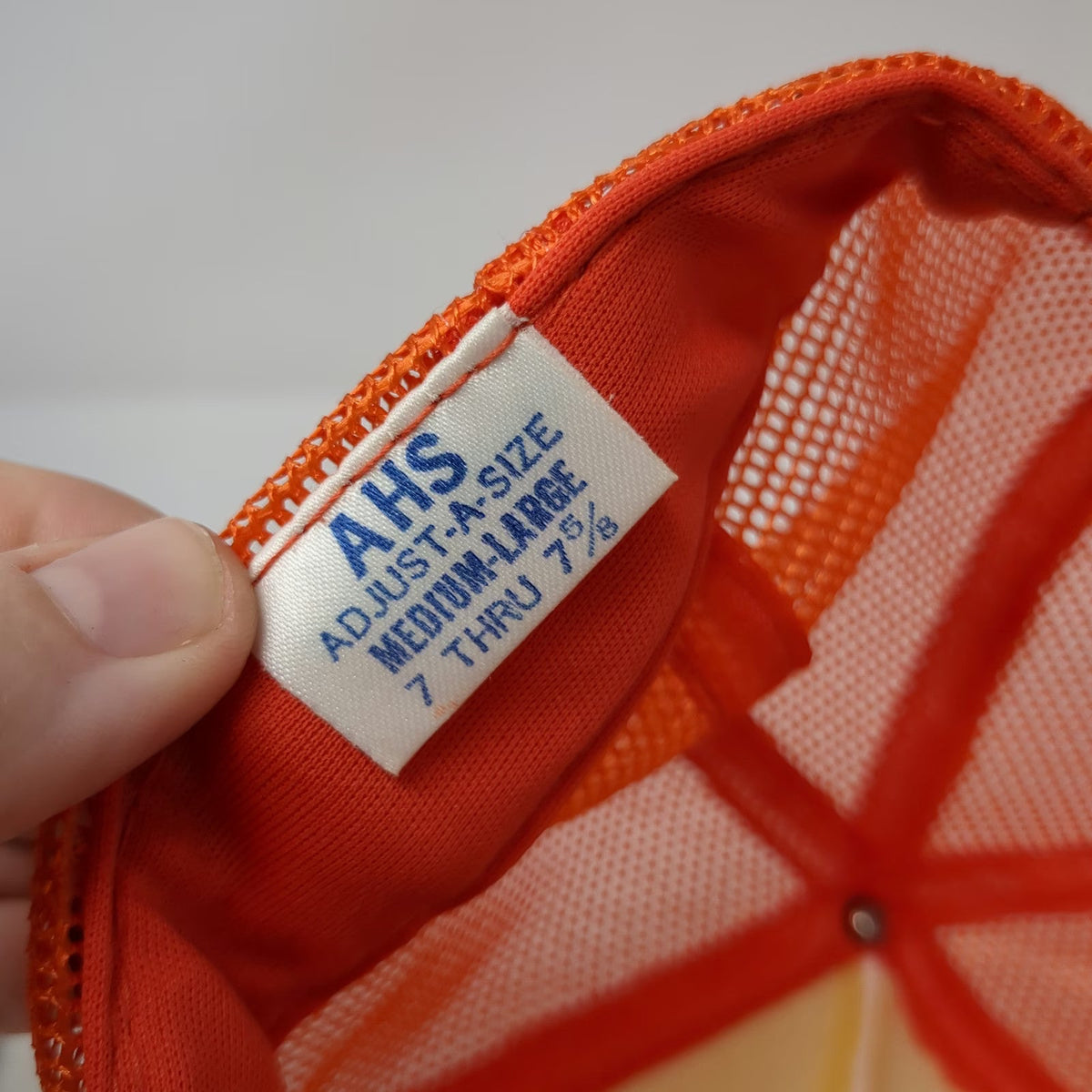 AHS Trucker Hat Orange White 7 5/8 Great Western Aeroplane Factory Mesh Back