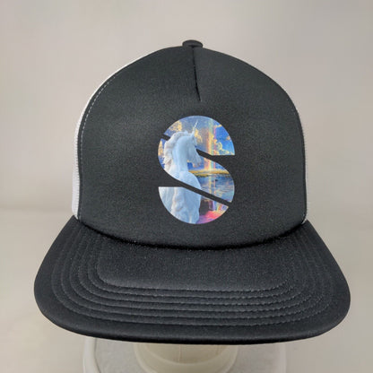 Letter S Unicorn Snapback Mesh Back Trucker Hat Black One Size Big X
