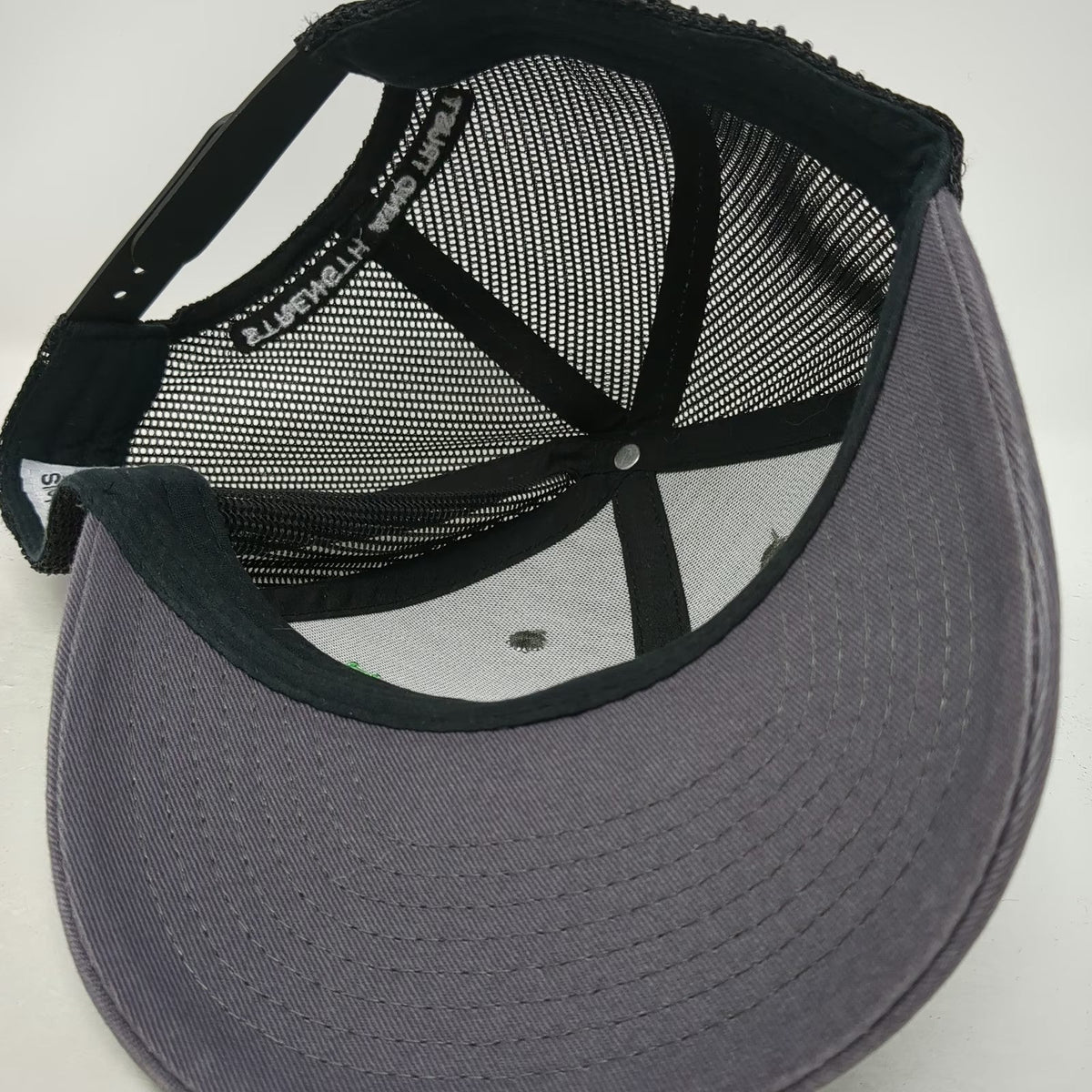 Omega Morgan Trucker Hat Gray One Size Mesh Snapback Strength Trust Embroidered