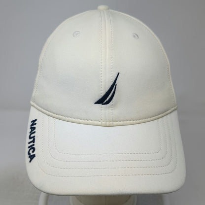 Nautica Baseball Cap White One Size Sail Logo Blue Side Bill Logo Adjustable Hat