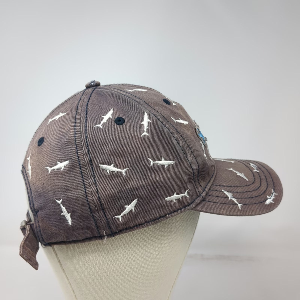 SeaWorld Baseball Cap Blue One Size Sharks Embroidered Cotton Slideback Hat