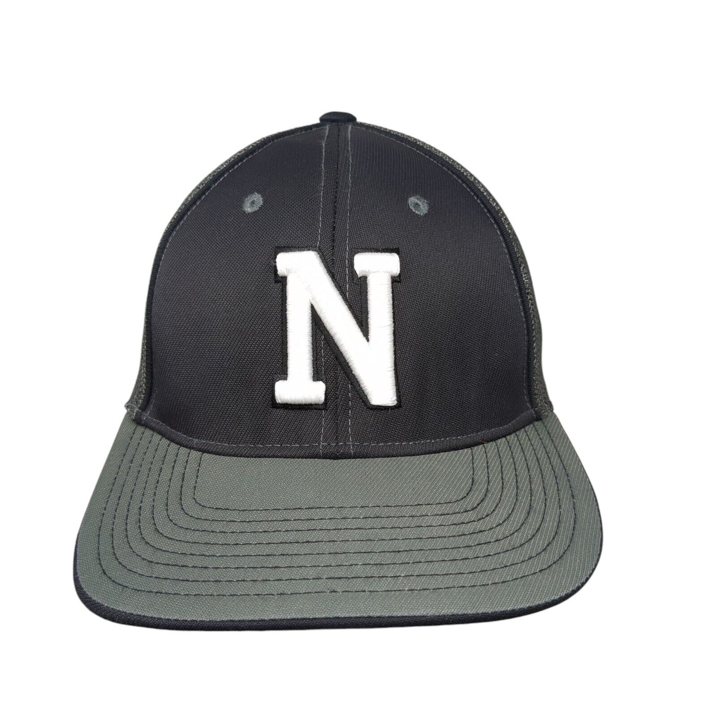Letter N Fitted Trucker Hat Gray 6 7/8-7 3/8 Mesh Back Embroidered Pro Model