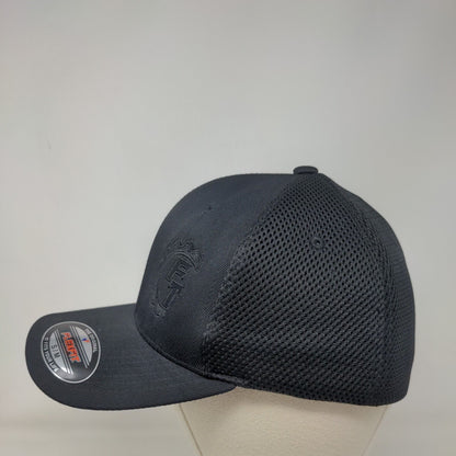 FT Fitted Trucker Hat Black S/M Flexfit Embroidered Breathable 6 Panel Yupoong