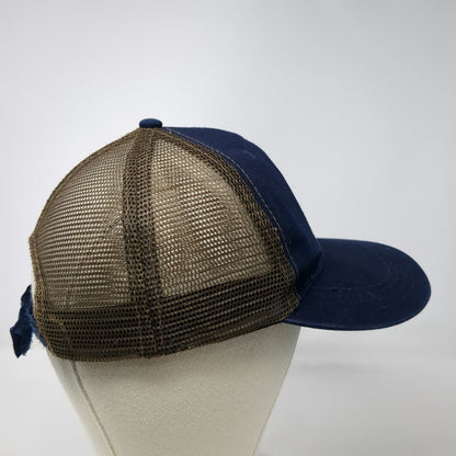Trout Unlimited Baseball Cap Blue Brown OSFM Mesh Back Curved Brim Fishing Hat