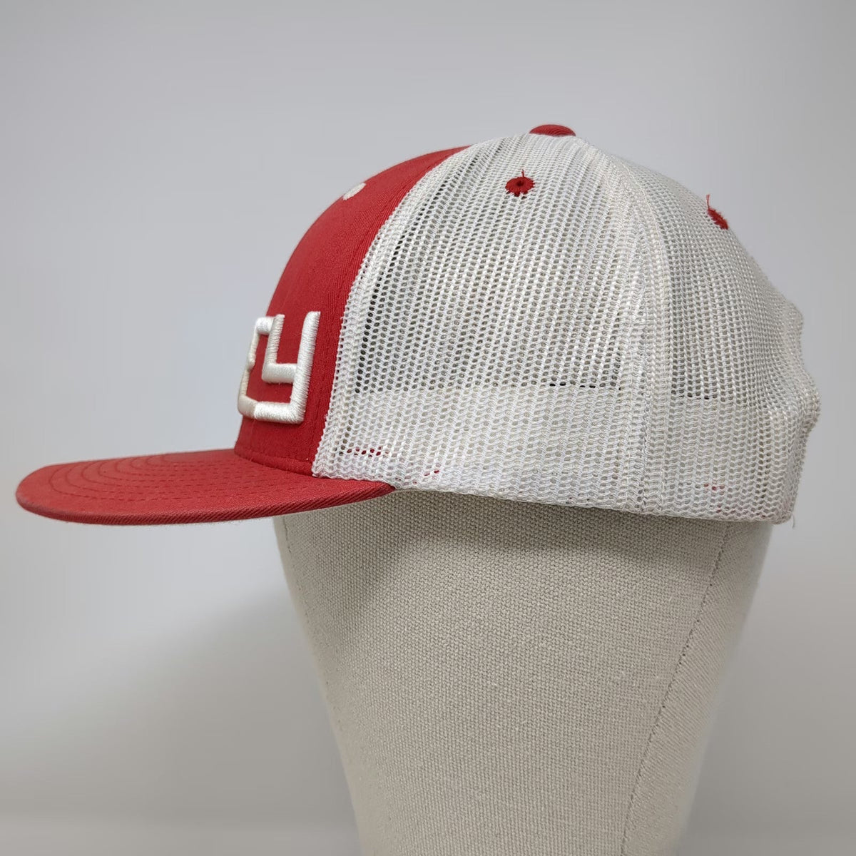 Hooey Trucker Hat Red White One Size Mesh Back Snapback Puff Graphic Embroidery