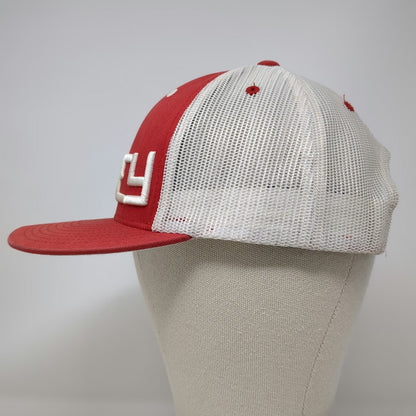 Hooey Trucker Hat Red White One Size Mesh Back Snapback Puff Graphic Embroidery