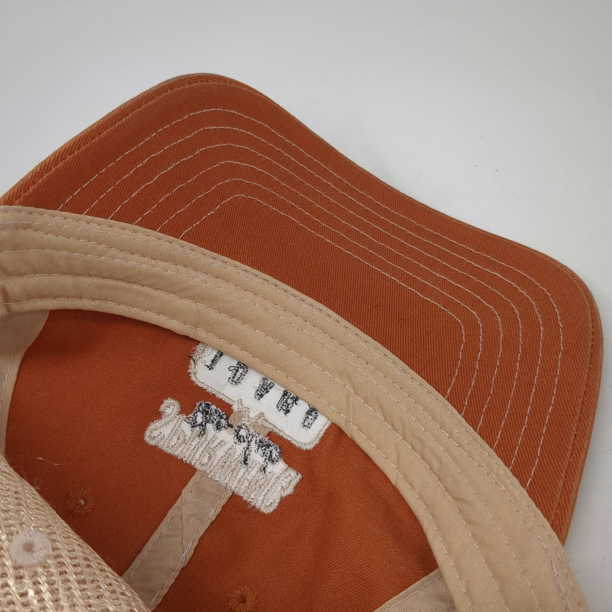 Ahead Trucker Hat Orange Beige One Size Spurwing Idaho Embroidered Snapback