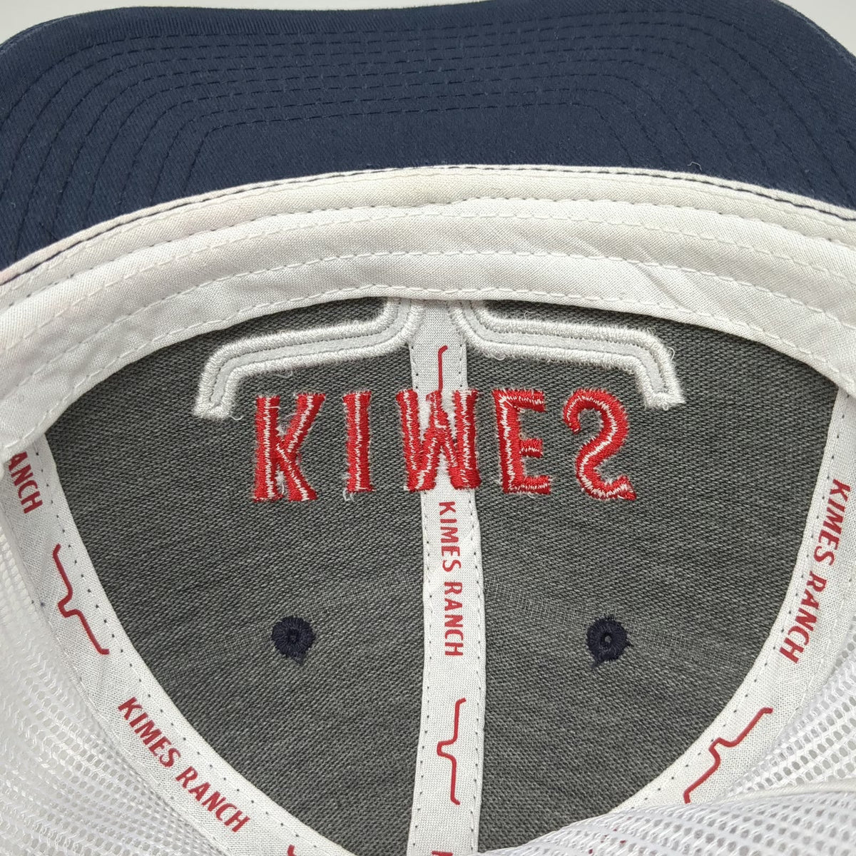Kimes Ranch Trucker Hat Blue White Red One Size Snapback Mesh Embroidered Logo