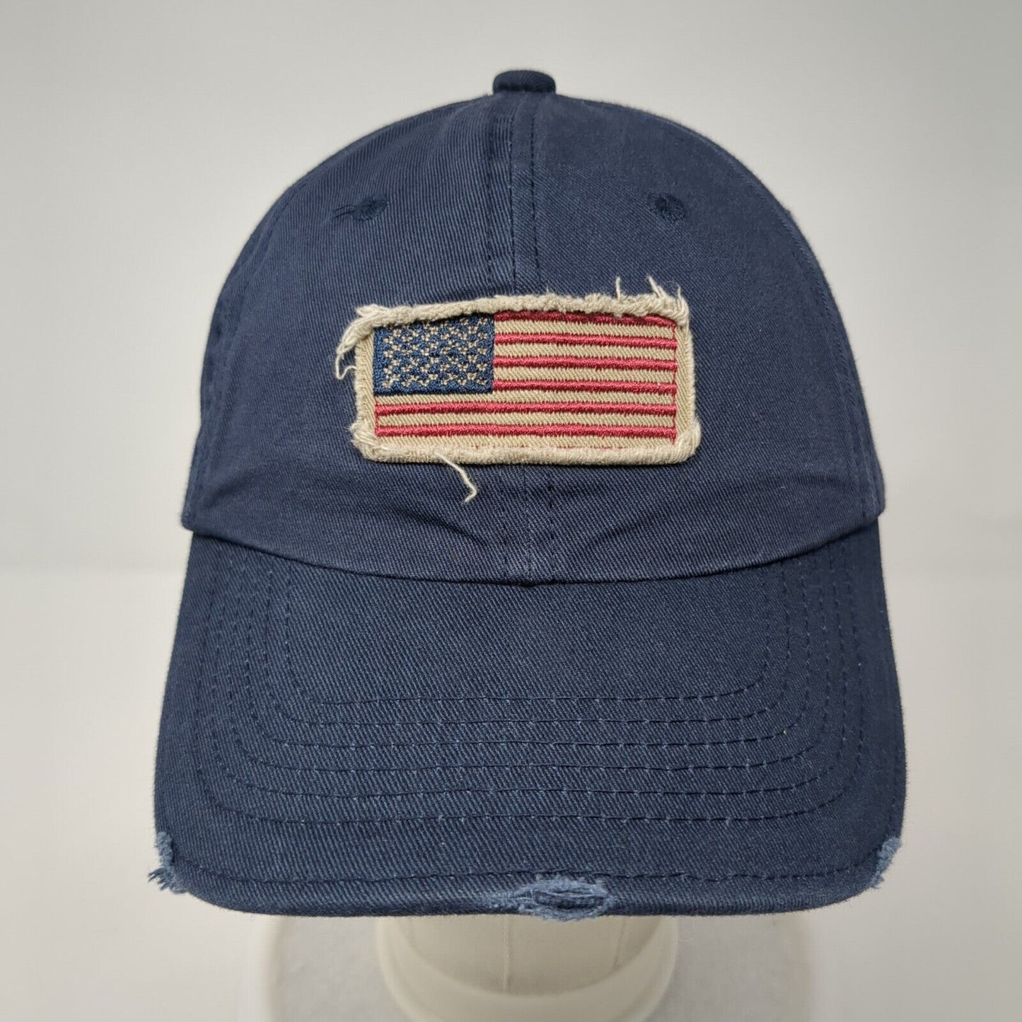 American Flag Patch Slideback Hat Blue One Size Adjustable 6 Panel Dpc