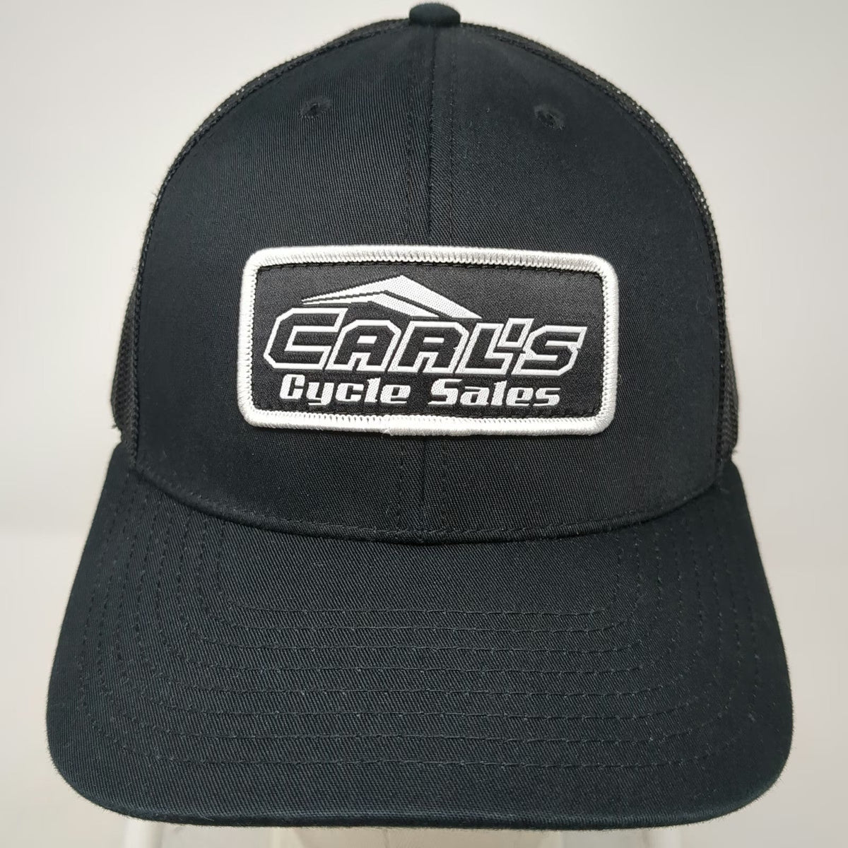Richardson Trucker Hat Black One Size Carls Cycle Sales Mesh Snapback Patch Logo
