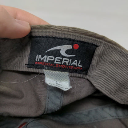 Imperial Strapback Hat Grayish Tan One Size Embroidered Logo 6 Panel