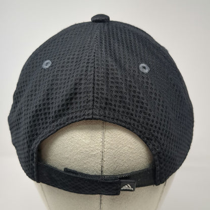 Adidas Baseball Cap Black One Size Silver Logo Textured Mesh Strapback Hat