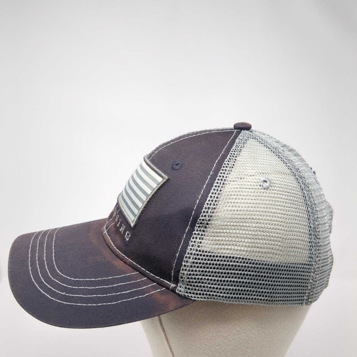 Browning Flag Mesh Back Trucker Hat Gray One Size Adjustable Outdoor