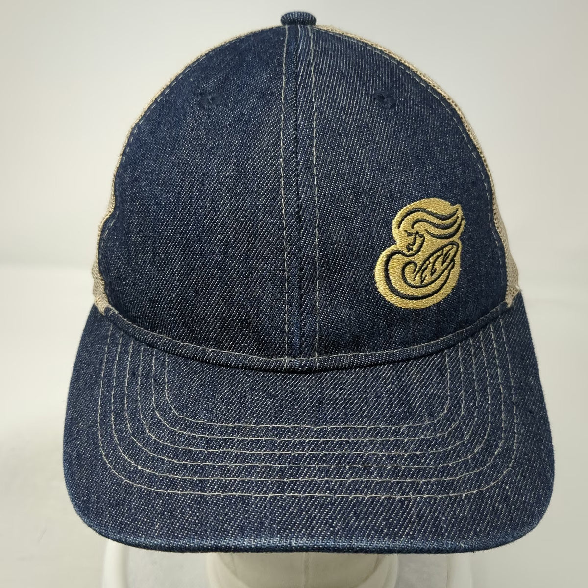 Union Resource Marketing Baseball Cap Blue Beige One Size Mesh Back Denim Hat