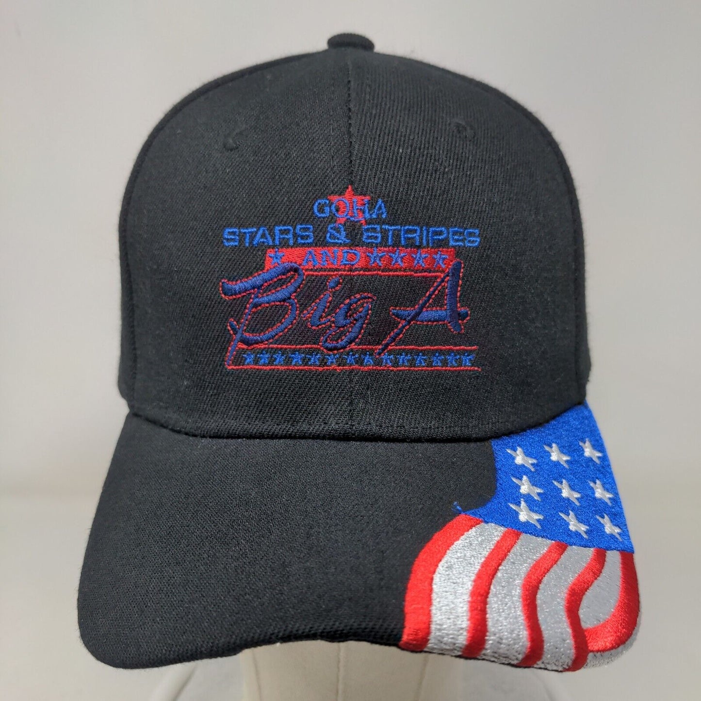 GQHA Stars And Stripes And Big A Strapback Hat Black OSFM Embroidered