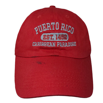 Puerto Rico Caribbean Paradise Slideback Hat Red One Size Embroidered