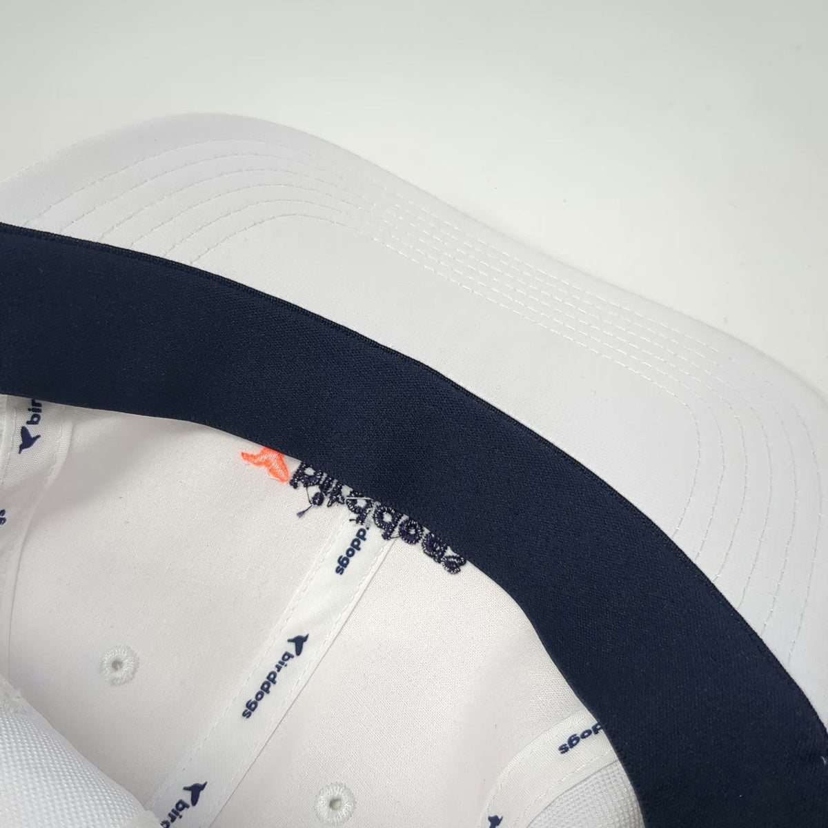 Birddogs Baseball Cap Hat White One Size Performance Stretch Blue Orange Logo