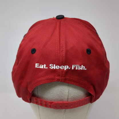Skeeter Snapback Hat Red One Size Adjustable Eat Sleep Fish Colorblock