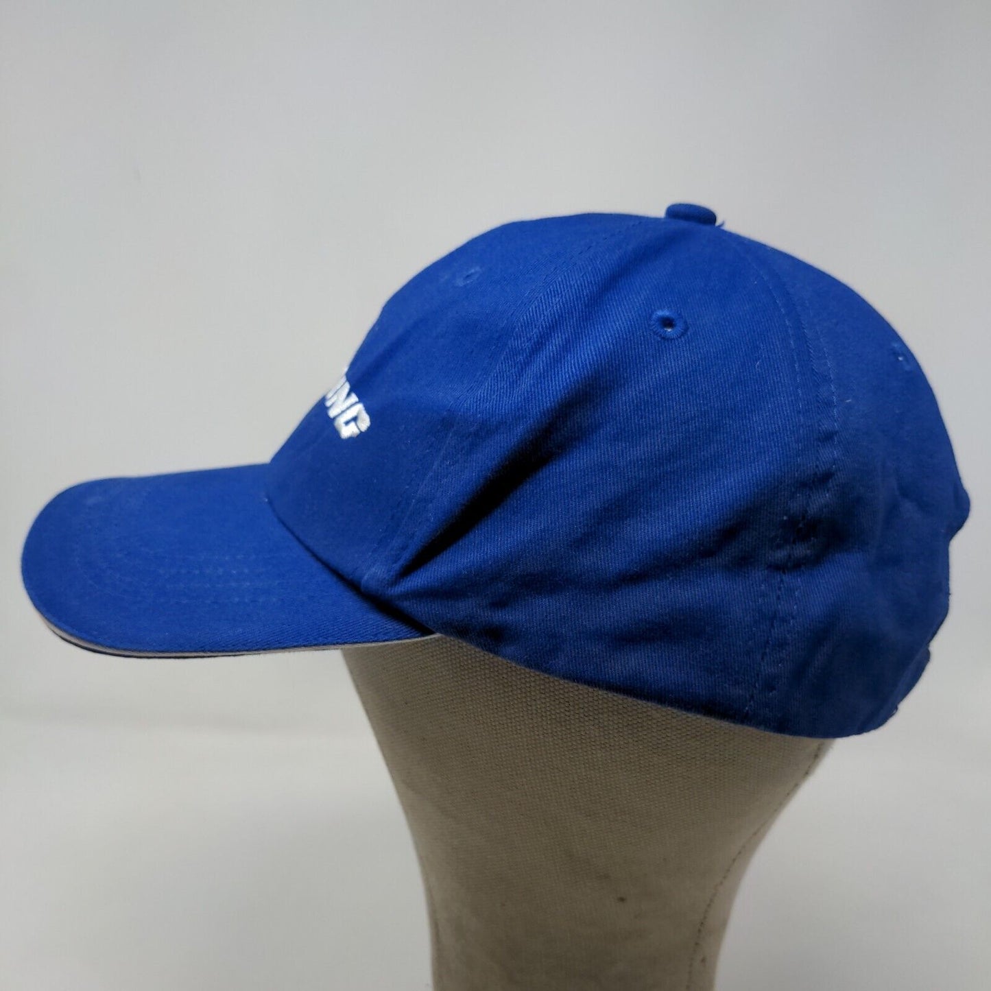 Boeing Men's Slideback Hat Blue Adjustable Embroidered Logo 100% Cotton