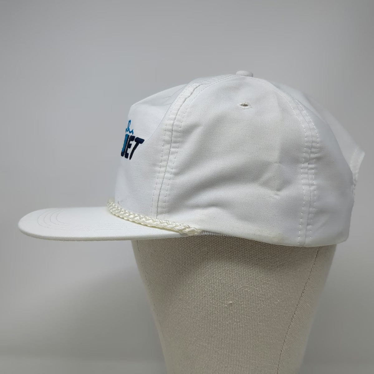 Sportcap 5 Panel White One Size Hat Rope Brim Whirljet Embroidered Strapback