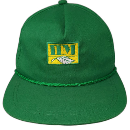 K-Products 5 Panel Green Hat HM Golf Rope Brim Leather Strap Made in USA Vintage