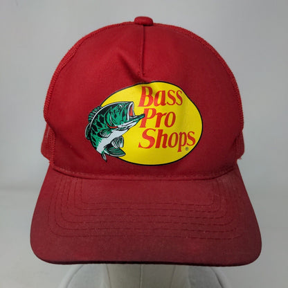 Bass Pro Shops Snapback Trucker Hat Red OSFM Adjustable Mesh Back Gone Fishing