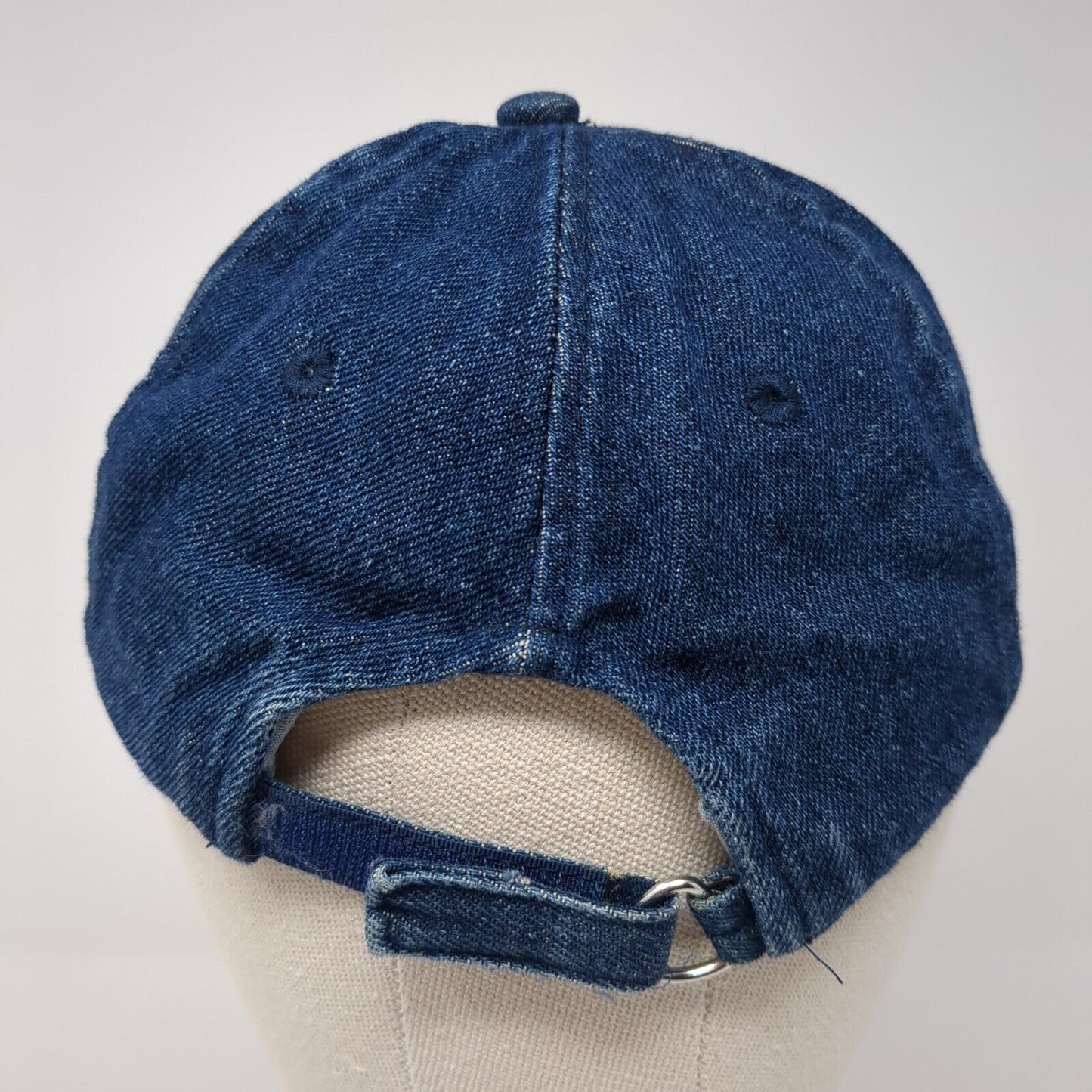 Unbranded Strapback Hat Blue One Size Adjustable Embroidered Logo Denim